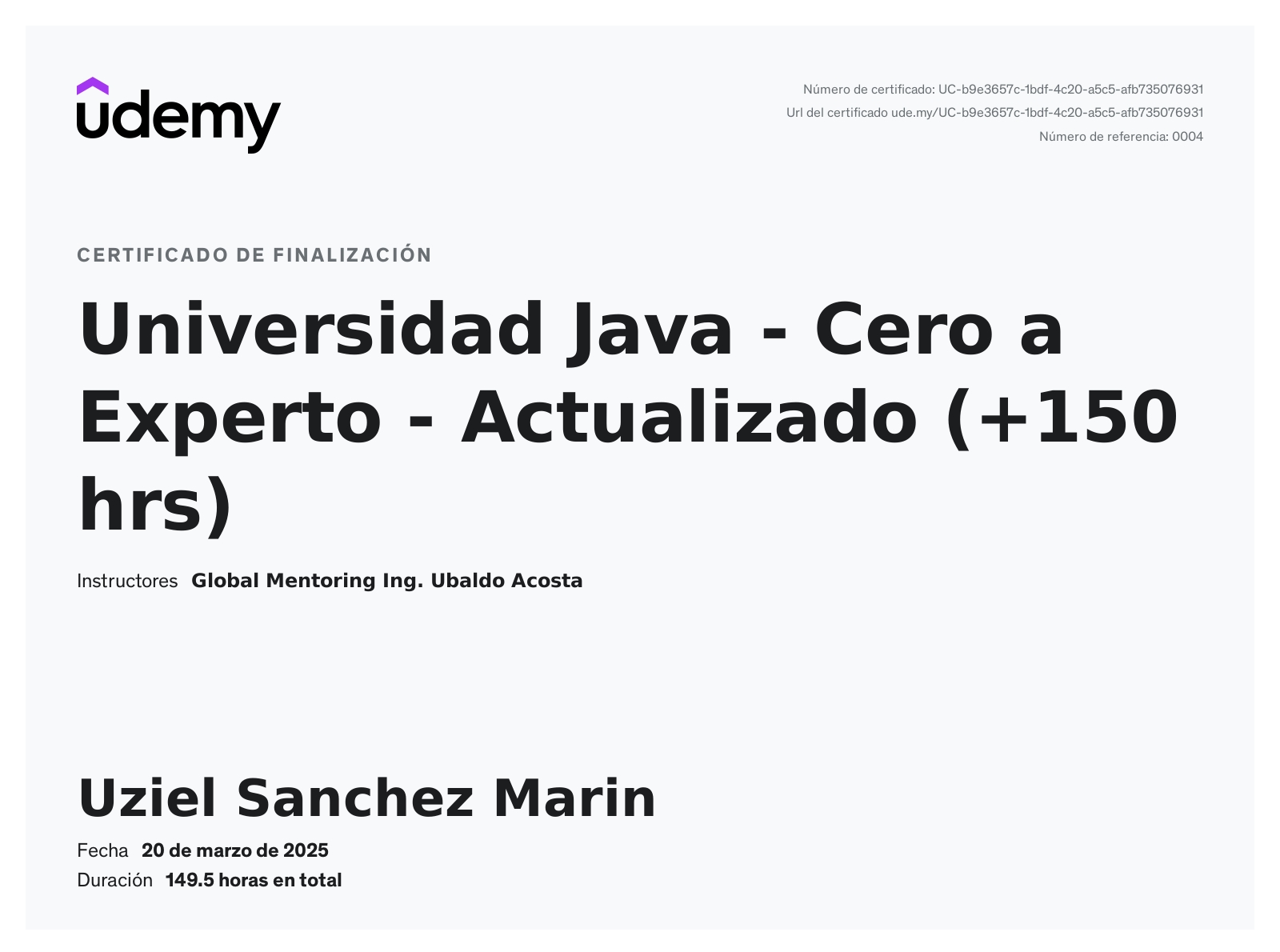 Universidad Java - De Cero a Experto (+150 hrs)